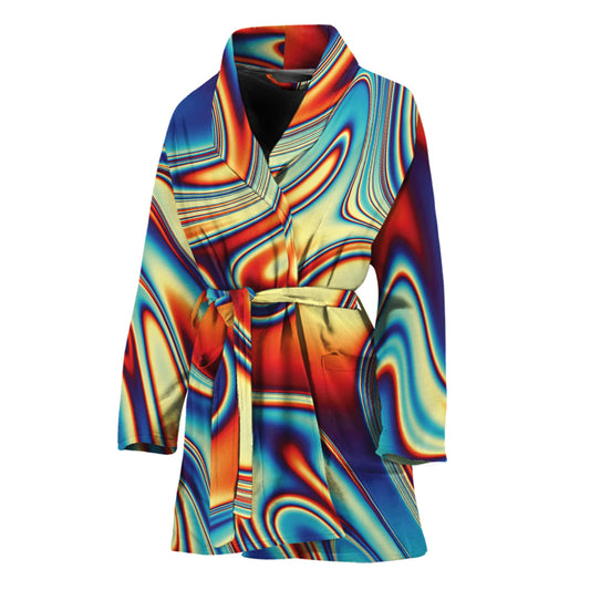 Psychedelic Wave Print Women's Bathrobe