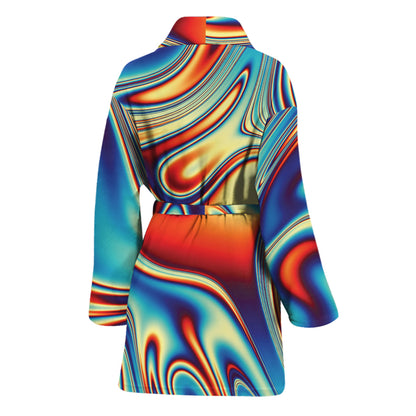 Psychedelic Wave Print Women's Bathrobe