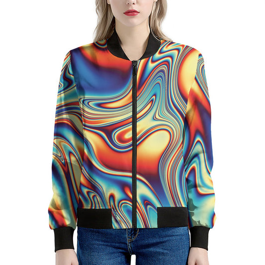 Psychedelic Wave Print Women's Bomber Jacket