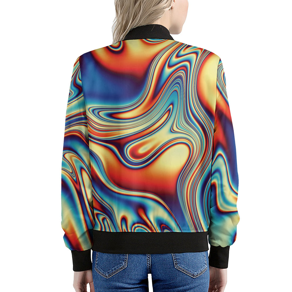 Psychedelic Wave Print Women's Bomber Jacket
