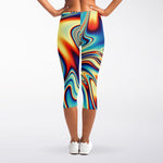 Psychedelic Wave Print Women's Capri Leggings