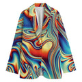 Psychedelic Wave Print Women's Cotton Blazer