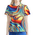 Psychedelic Wave Print Women's Polo Shirt