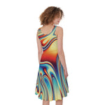 Psychedelic Wave Print Women's Sleeveless Dress