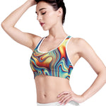 Psychedelic Wave Print Women's Sports Bra