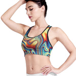Psychedelic Wave Print Women's Sports Bra