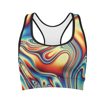 Psychedelic Wave Print Women's Sports Bra