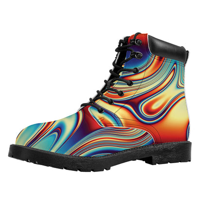 Psychedelic Wave Print Work Boots