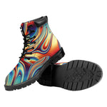 Psychedelic Wave Print Work Boots