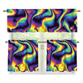 Psychedelic Wavy Print 3 Piece Kitchen Curtains