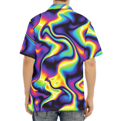 Psychedelic Wavy Print Aloha Shirt