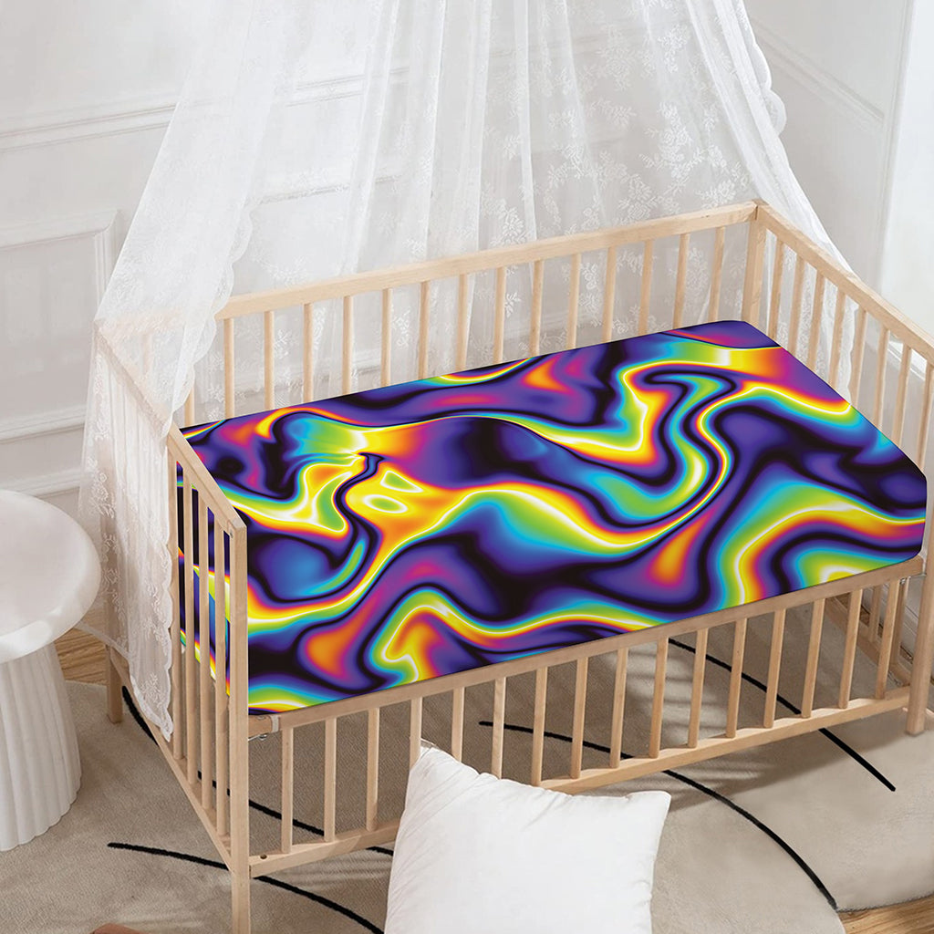 Psychedelic Wavy Print Baby Crib Sheet