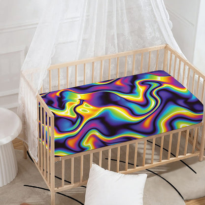 Psychedelic Wavy Print Baby Crib Sheet