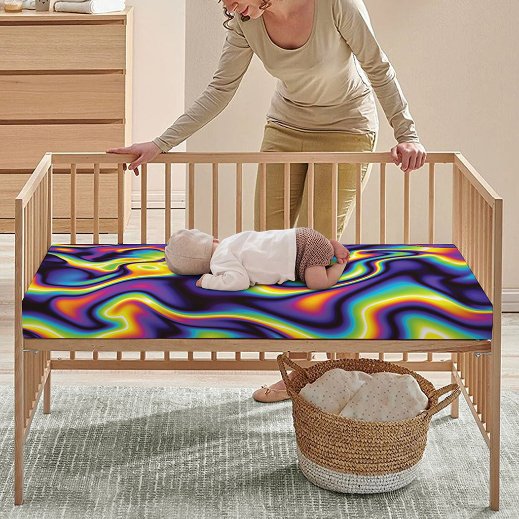 Psychedelic Wavy Print Baby Crib Sheet