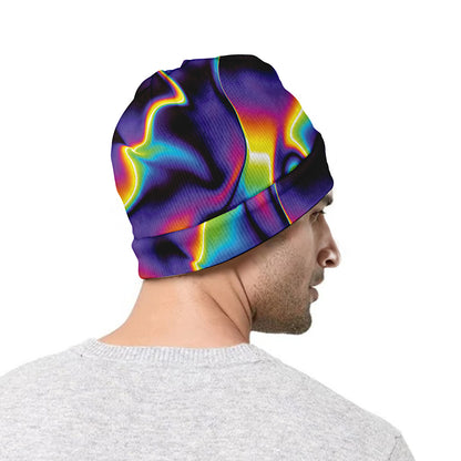 Psychedelic Wavy Print Beanie