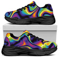Psychedelic Wavy Print Black Chunky Shoes