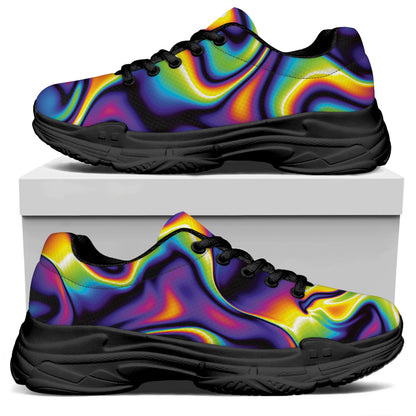 Psychedelic Wavy Print Black Chunky Shoes