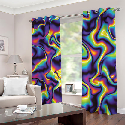 Psychedelic Wavy Print Blackout Grommet Curtains