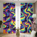 Psychedelic Wavy Print Dimout Pencil Pleat Curtains