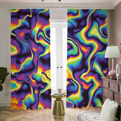 Psychedelic Wavy Print Blackout Pencil Pleat Curtains