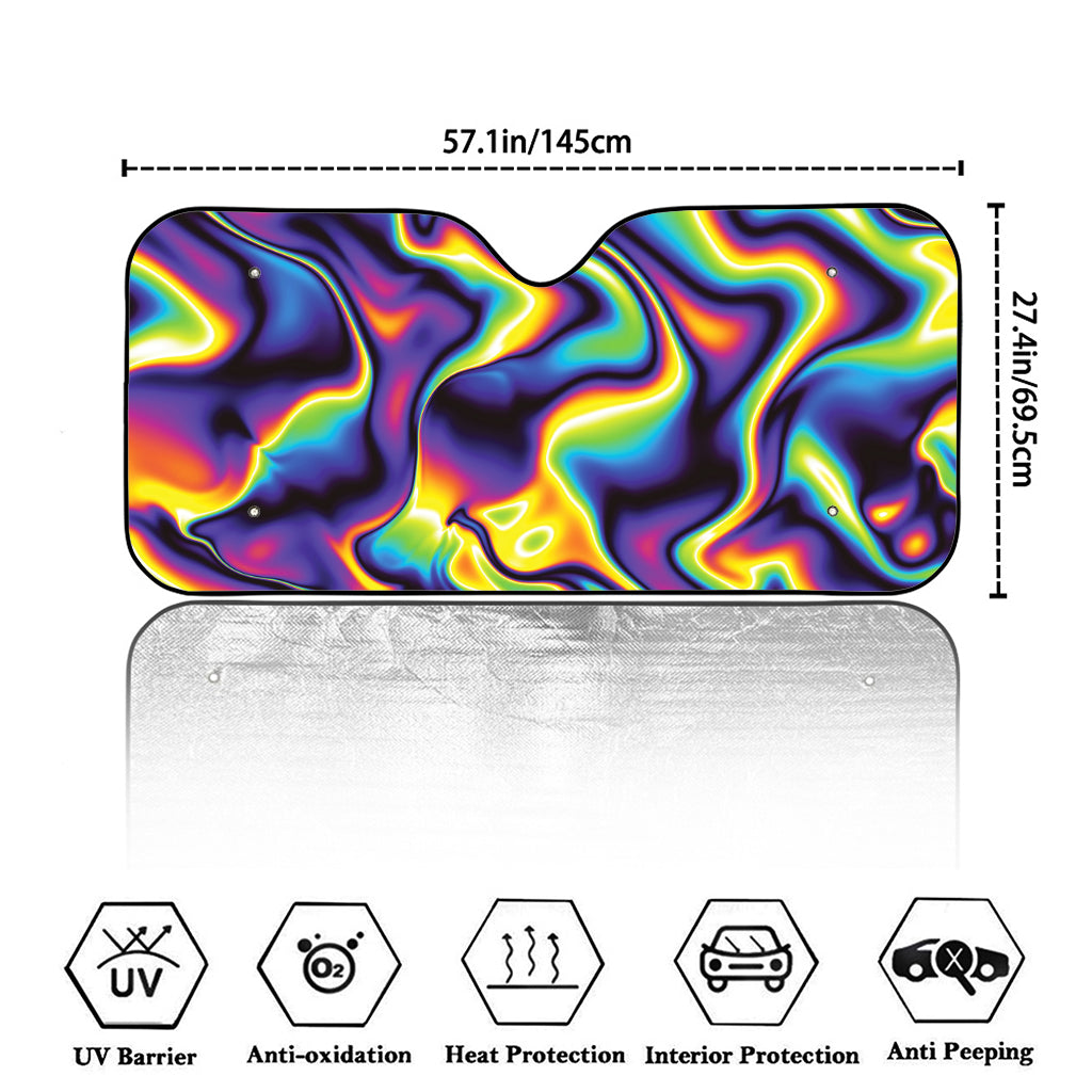 Psychedelic Wavy Print Car Windshield Sun Shade