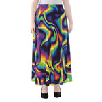 Psychedelic Wavy Print Chiffon Maxi Skirt