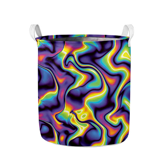 Psychedelic Wavy Print Collapsible Laundry Basket