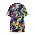 Psychedelic Wavy Print Cotton Hawaiian Shirt