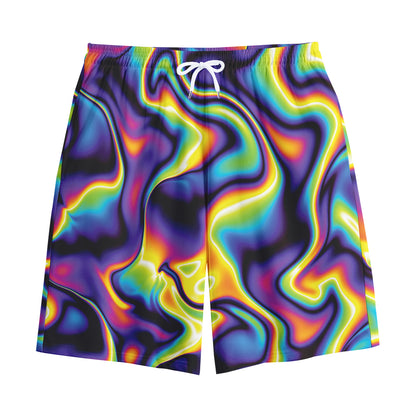 Psychedelic Wavy Print Cotton Shorts