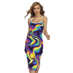 Psychedelic Wavy Print Cross Back Cami Dress