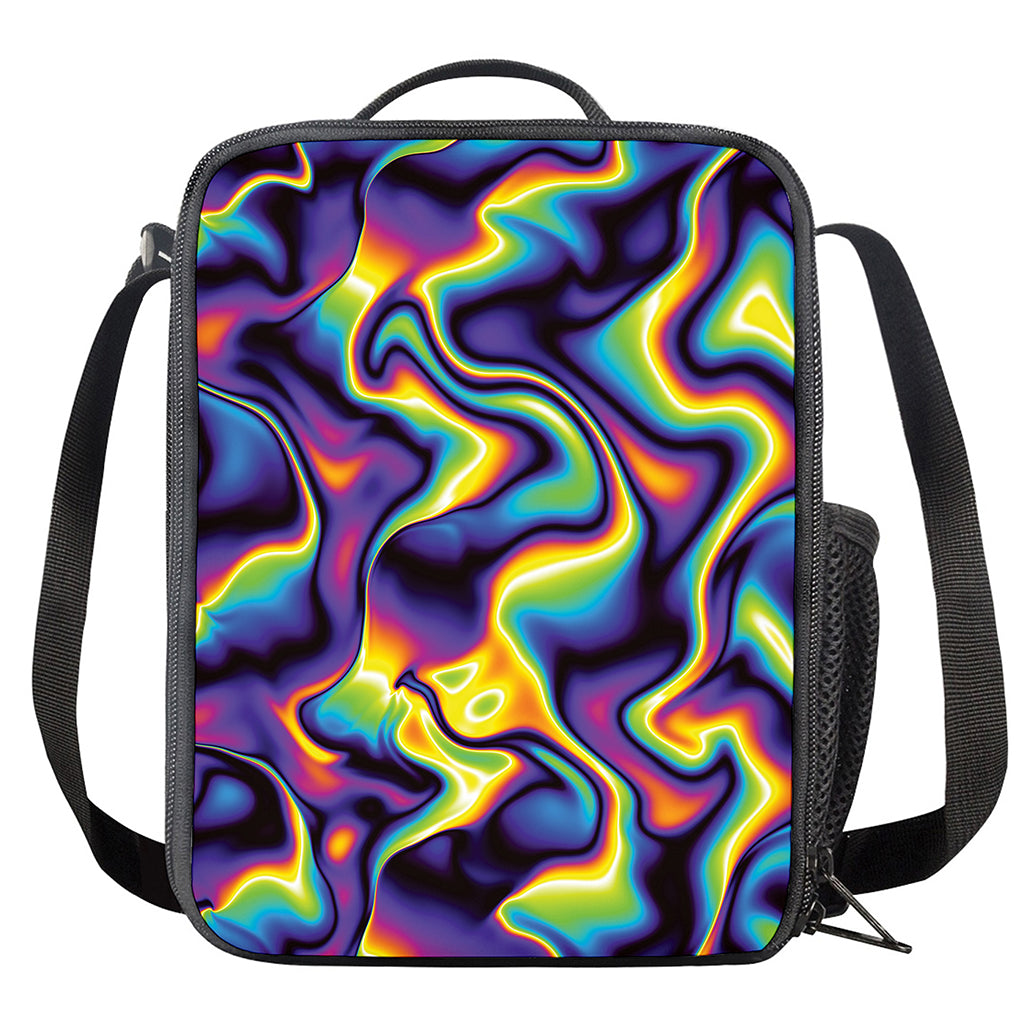 Psychedelic Wavy Print Crossbody Lunch Bag