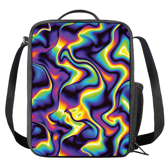 Psychedelic Wavy Print Crossbody Lunch Bag