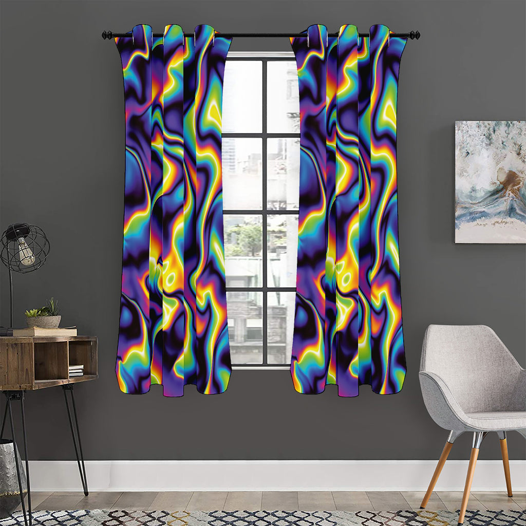 Psychedelic Wavy Print Curtain
