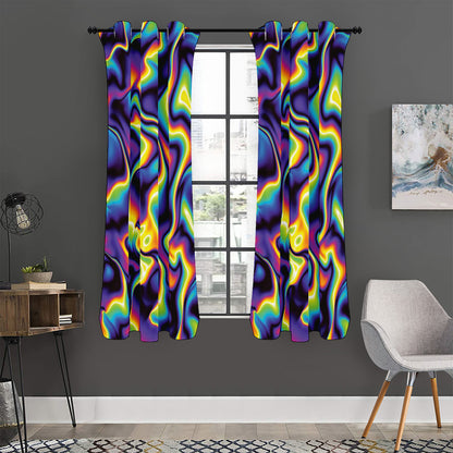Psychedelic Wavy Print Curtain
