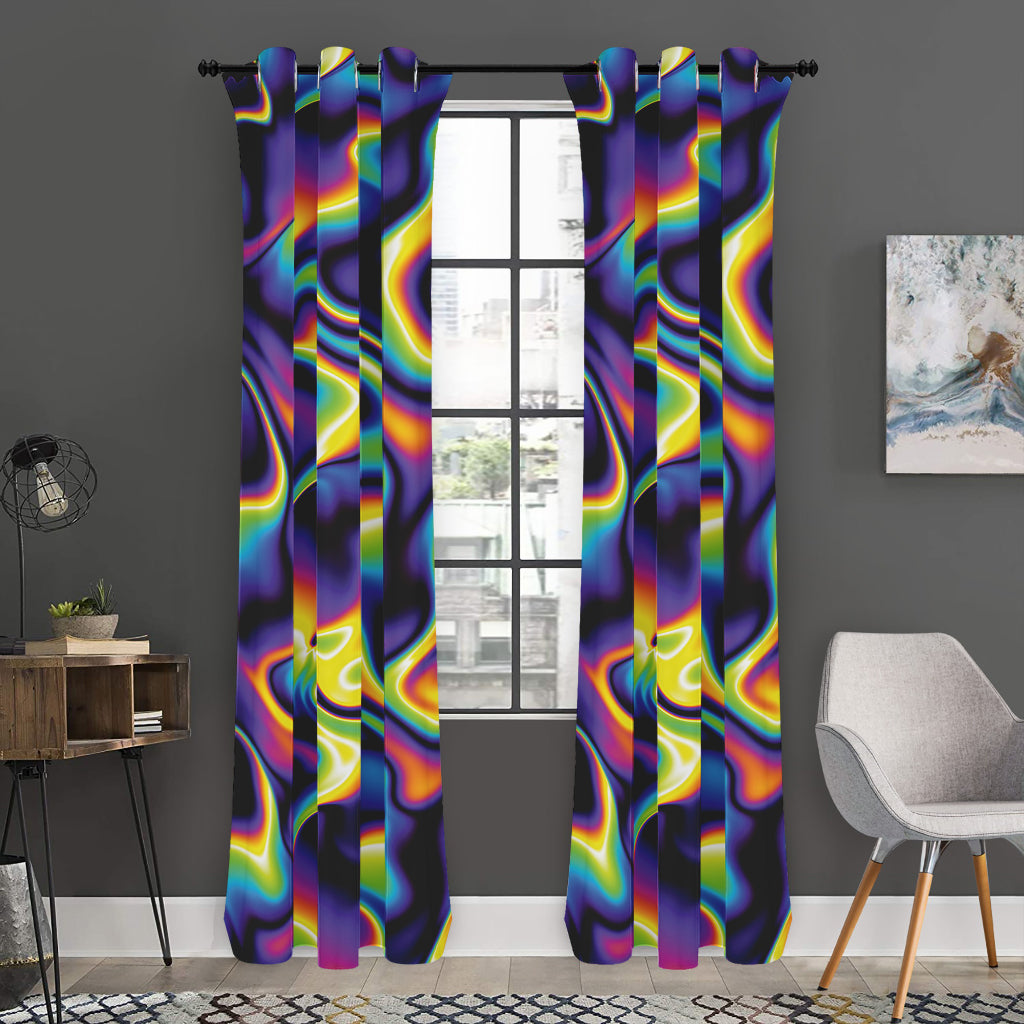 Psychedelic Wavy Print Curtain