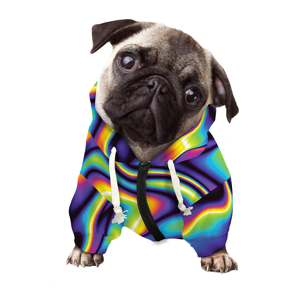 Psychedelic Wavy Print Dog Zip Up Hoodie