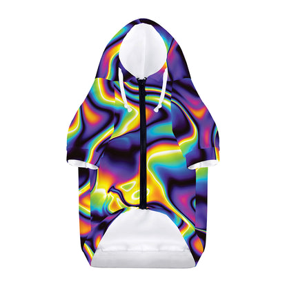 Psychedelic Wavy Print Dog Zip Up Hoodie