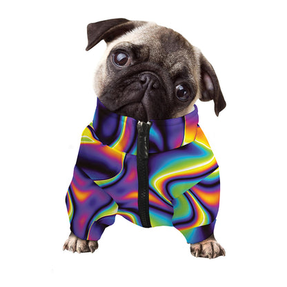 Psychedelic Wavy Print Dog Zip Up Jacket