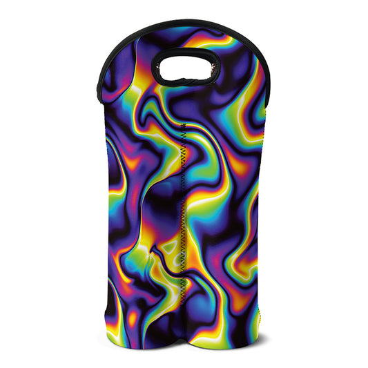 Psychedelic Wavy Print Double Neoprene Wine Tote