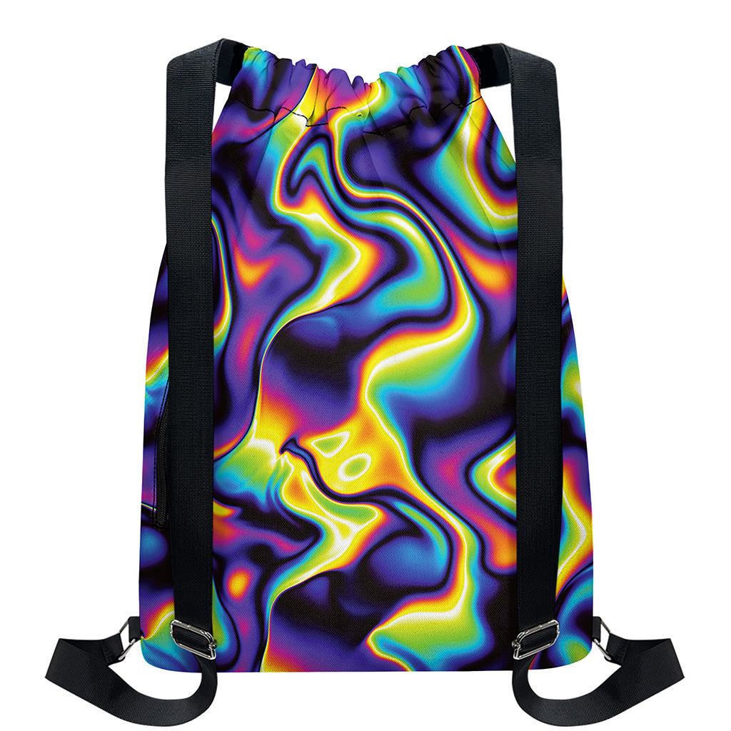 Psychedelic Wavy Print Drawstring Backpack