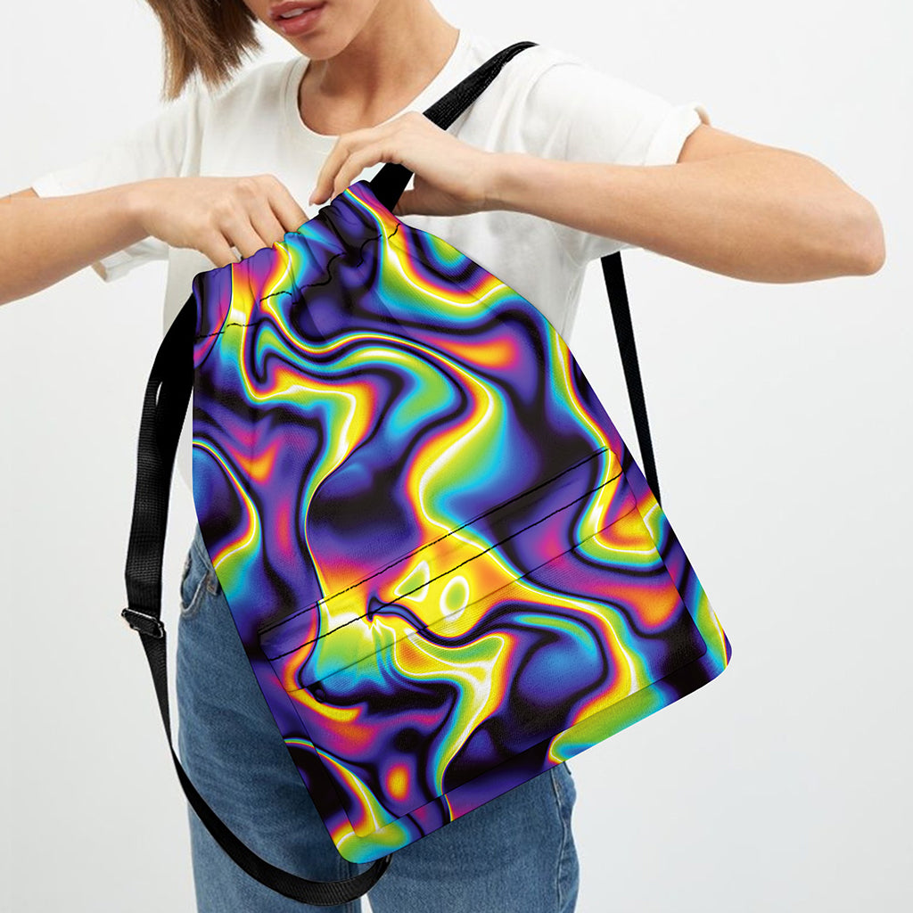 Psychedelic Wavy Print Drawstring Backpack