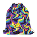 Psychedelic Wavy Print Drawstring Bag