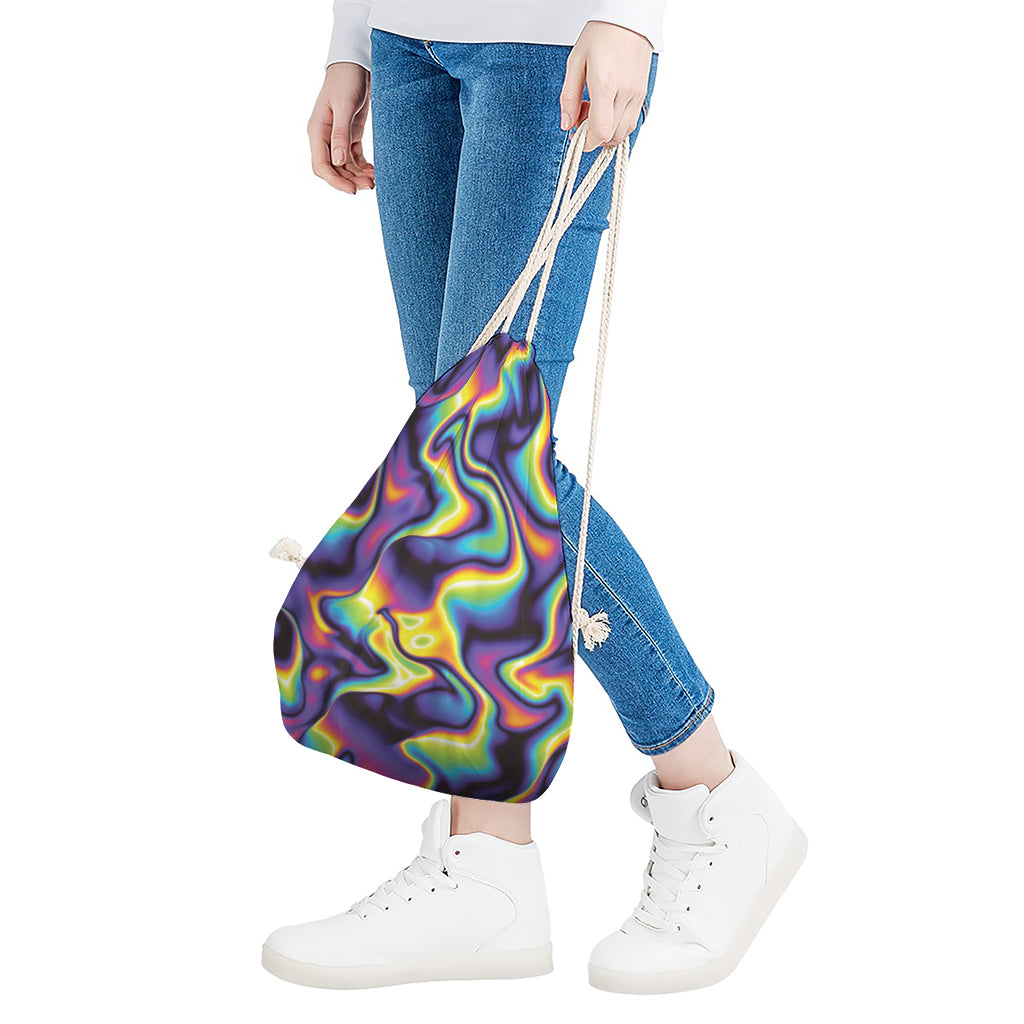Psychedelic Wavy Print Drawstring Bag