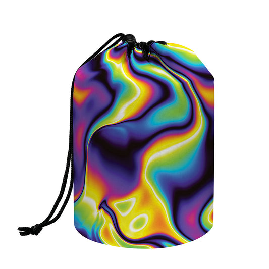 Psychedelic Wavy Print Drawstring Makeup Bag