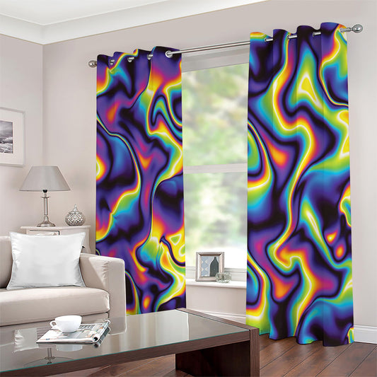 Psychedelic Wavy Print Extra Wide Grommet Curtains