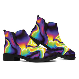 Psychedelic Wavy Print Flat Ankle Boots