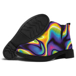 Psychedelic Wavy Print Flat Ankle Boots