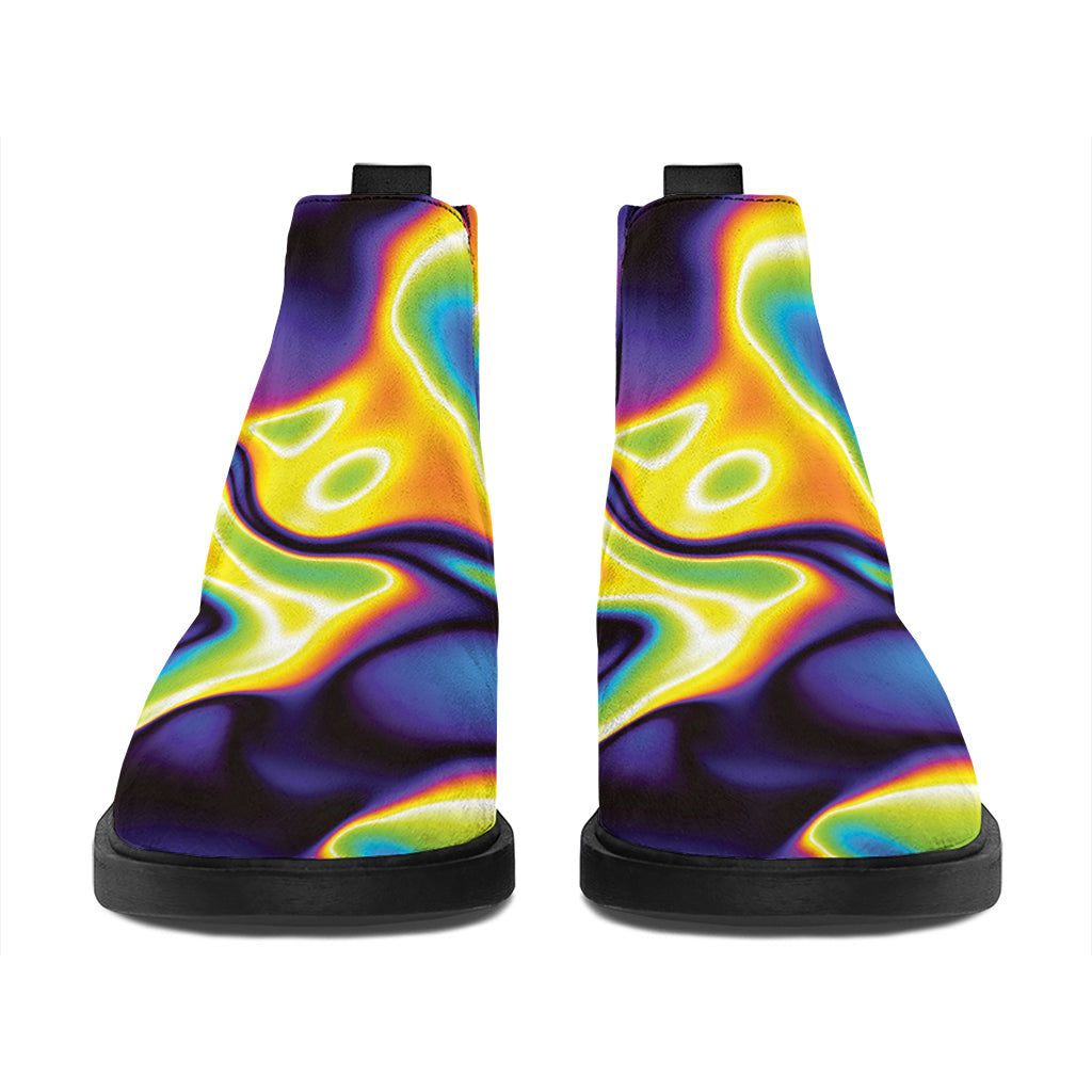 Psychedelic Wavy Print Flat Ankle Boots