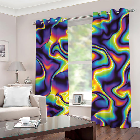 Psychedelic Wavy Print Grommet Curtains