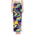 Psychedelic Wavy Print High Slit Maxi Skirt
